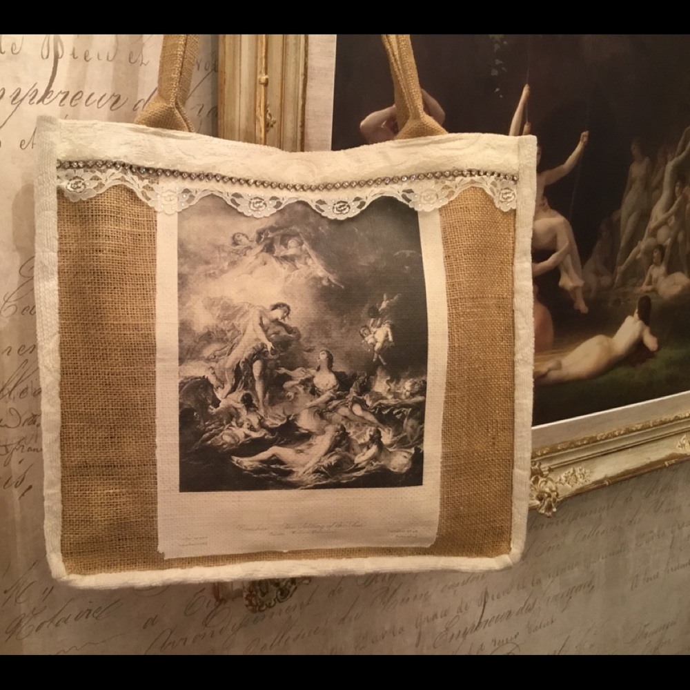 One of a kind Custom handmade tote wedding bag